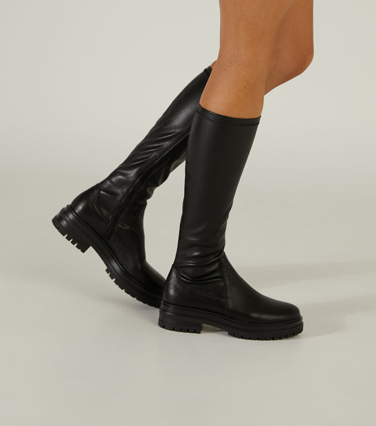 Tony Bianco Waze Black Venice/Black Venezia 4.5cm Mid Calf Boots Svarta | FSEHY85143