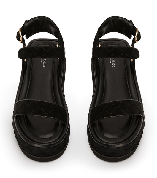 Tony Bianco Zahara Black Mocka 6cm Platta Sandaler Svarta | MSEHR80696