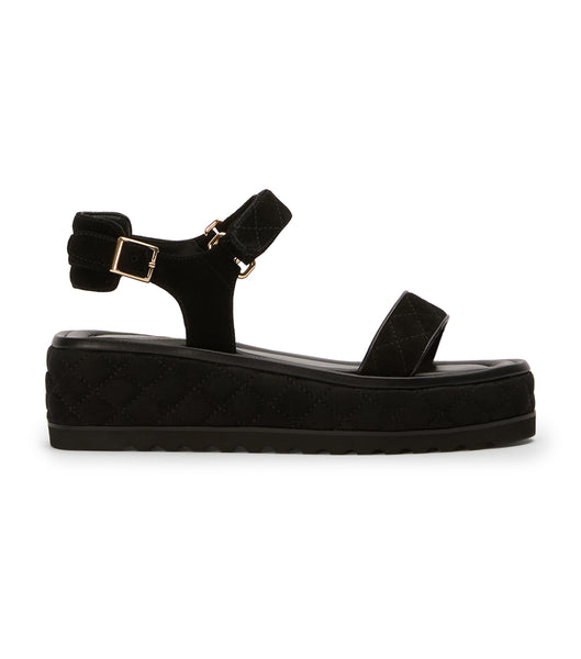 Tony Bianco Zahara Black Mocka 6cm Platta Sandaler Svarta | MSEHR80696