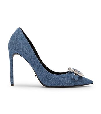 Tony Bianco Abbey Washed Denim 10.5cm Bling klackar Blå | SEJZR23386