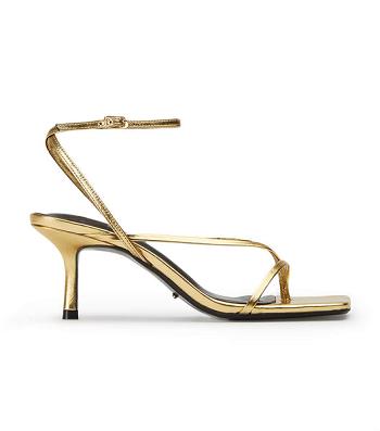 Tony Bianco Avi Gold Foil 6.5cm Strappy Heels Guld | SEZPD48834