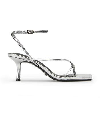 Tony Bianco Avi Silver Foil 6.5cm Strappy Heels Silver | USETG58899