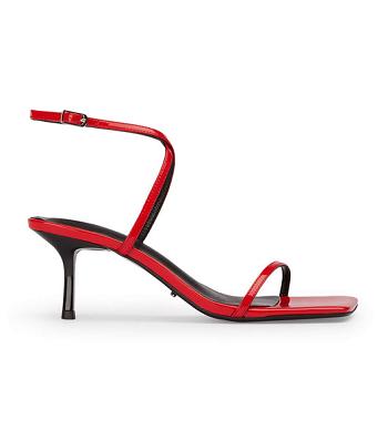 Tony Bianco Axent Scarlet Lack 6.5cm Strappy Heels Mörkröda | SEJBT73415