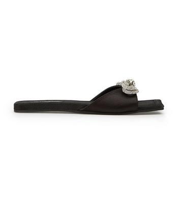 Tony Bianco Esta Black Satin 1.5cm Sandaler Svarta | ASEWC22967