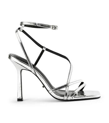 Tony Bianco Franci Silver Foil 10.5cm Strappy Heels Silver | FSEUI69544