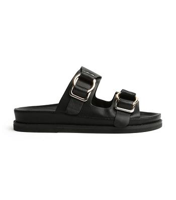 Tony Bianco Hunter Black Como 3.5cm Platta Sandaler Svarta | SEICD36148