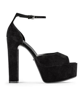 Tony Bianco Jayze Black Mocka 14cm Platform Skor Svarta | SEXMI26577