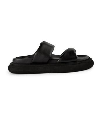 Tony Bianco June Black Nappa 3cm Platta Sandaler Svarta | MSEFT20678