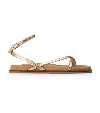 Tony Bianco Lucie Antique Gold Nappa 1.5cm Platta Sandaler Guld | SEICD25178