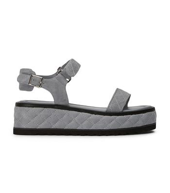 Tony Bianco Zahara Steel Grey Mocka 6cm Platta Sandaler Grå | TSEPQ85913